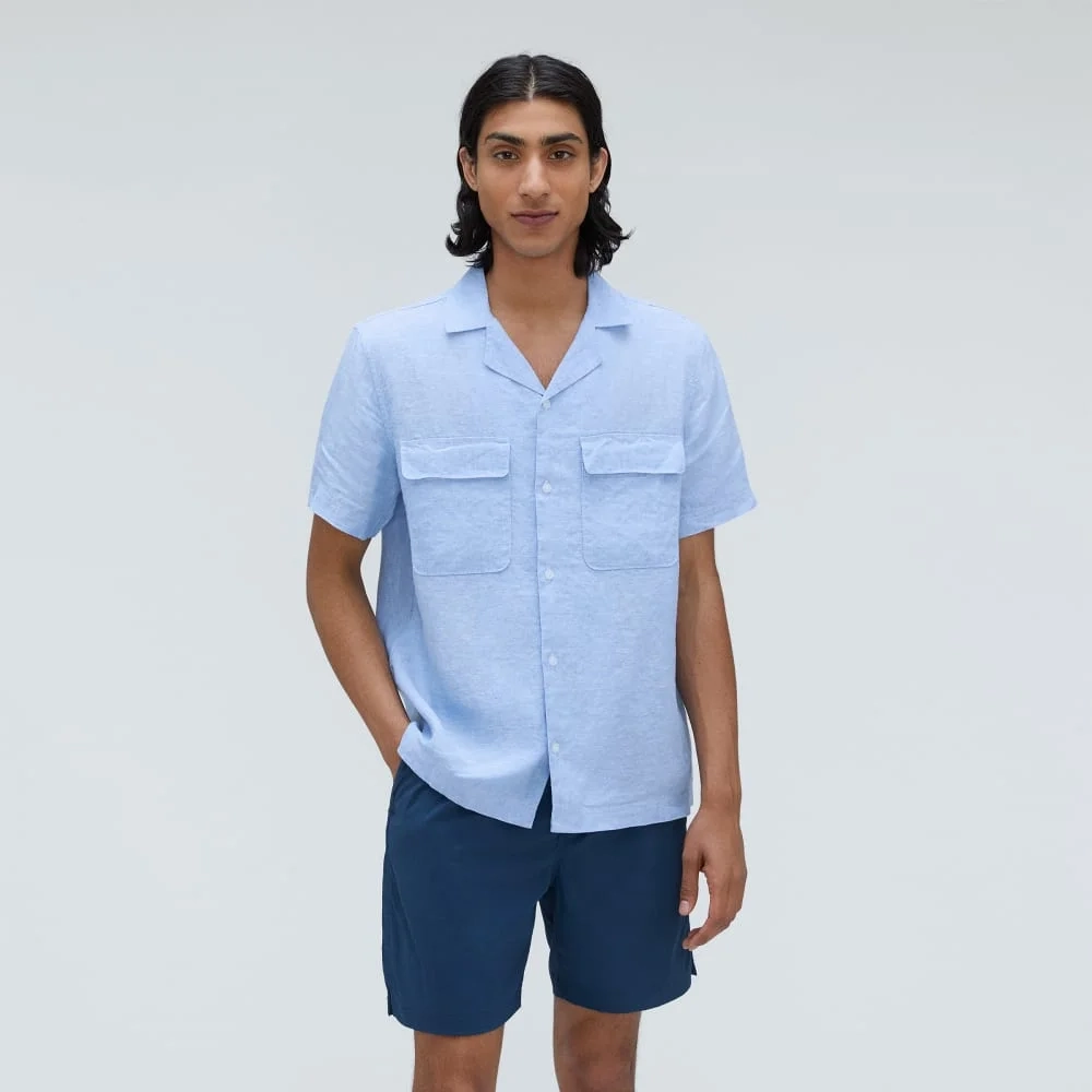 The Resort Shirt in Linen | Light Blue (4)