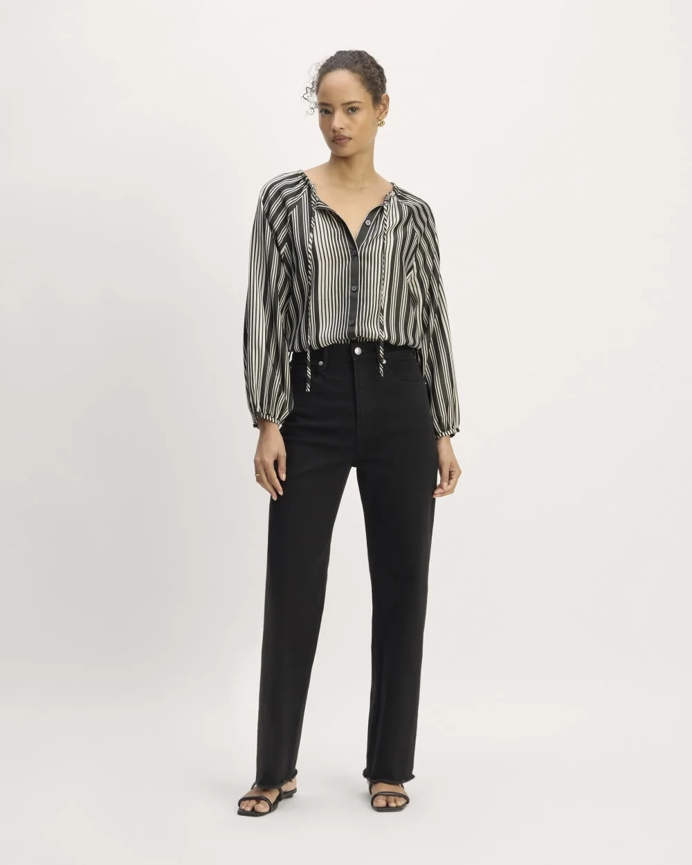 The Gathered Shirt in Butterlite | Black / Bone (4)