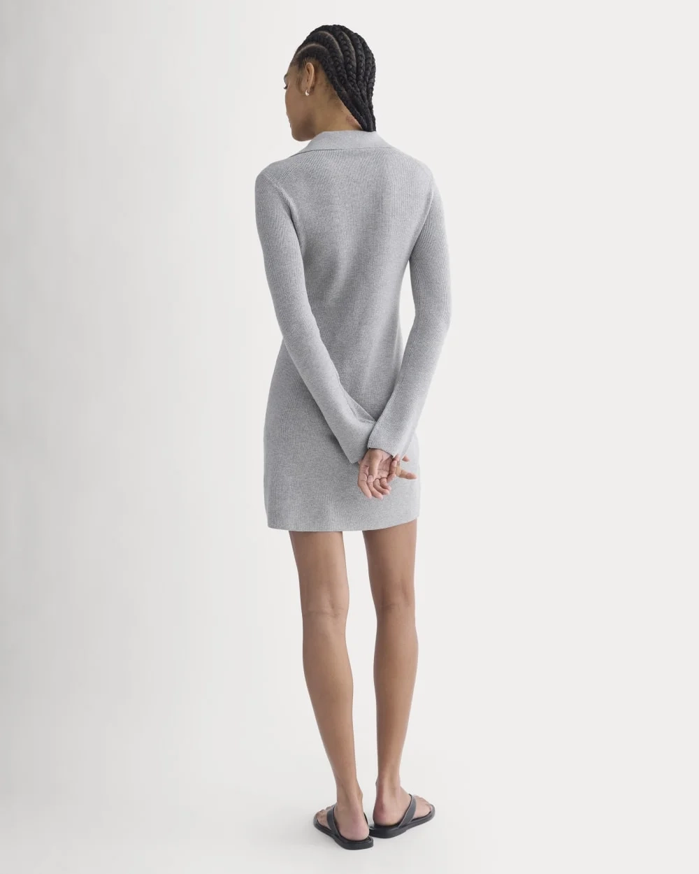 Knit Quarter-Zip Polo Dress | Light Heathered Grey (4)