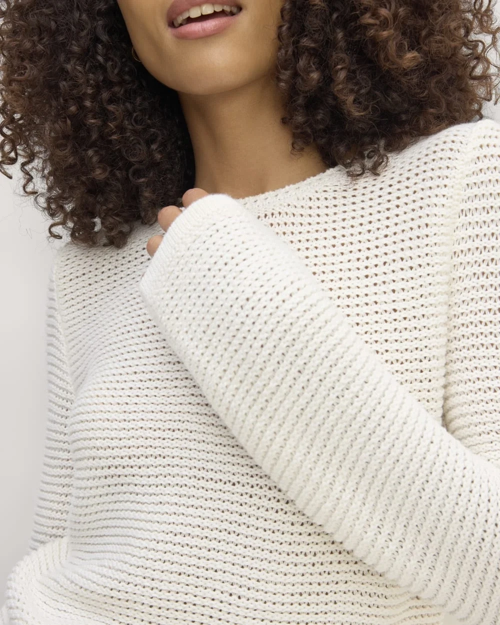 The Organic Cotton Open-Stitch Crew | Bone (4)