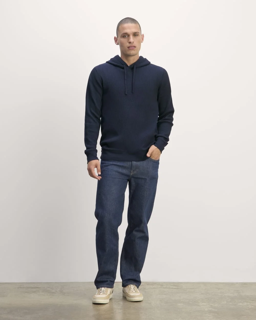 The Waffle-Knit Hoodie | Navy (5)
