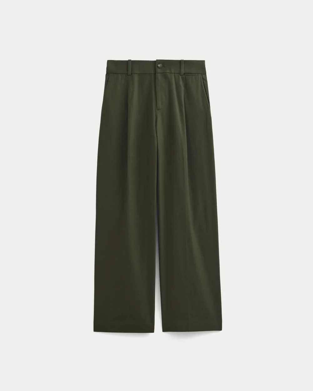 Wide-Leg Trouser in Buttersmooth | Dark Green | 30" Inseam (4)
