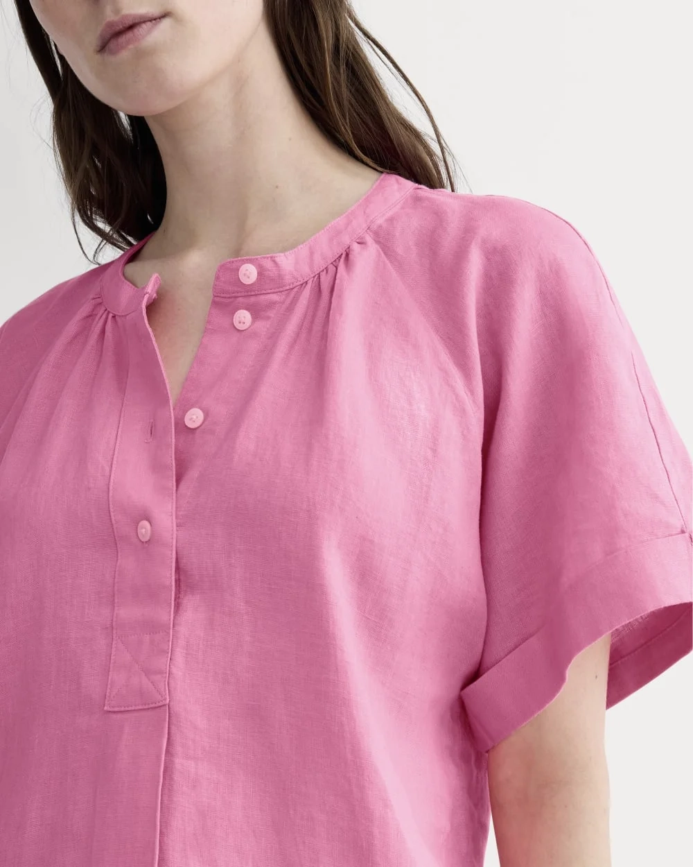 The Popover Dress in Linen | Deep Pink (3)