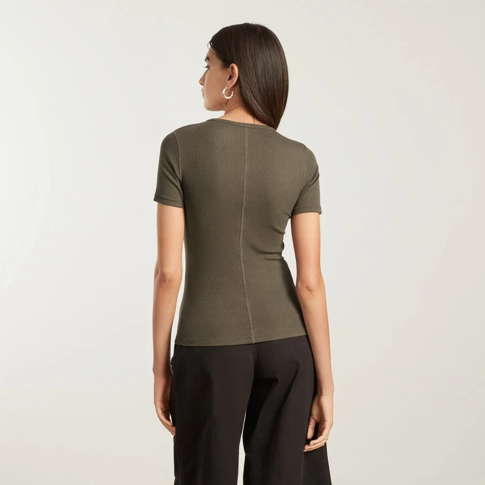 The Pima Micro-Rib Crew Tee | Beech (4)