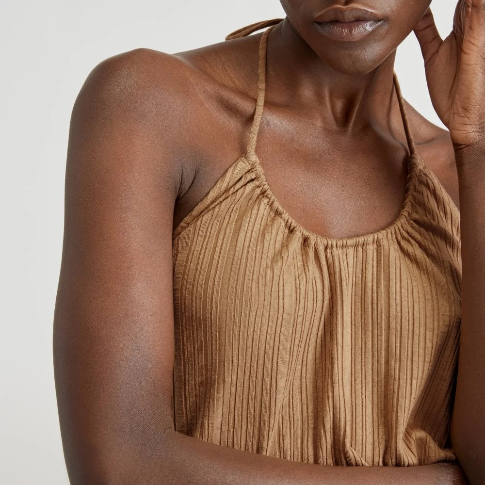 The Rib Soft Knit Halter Top | Caramel (4)