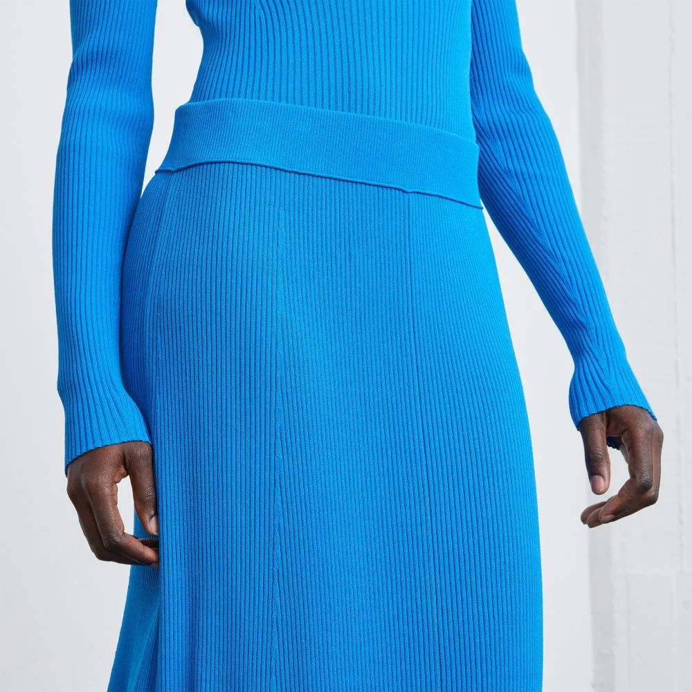 The Ribbed Knit Skirt | Brilliant Blue (6)