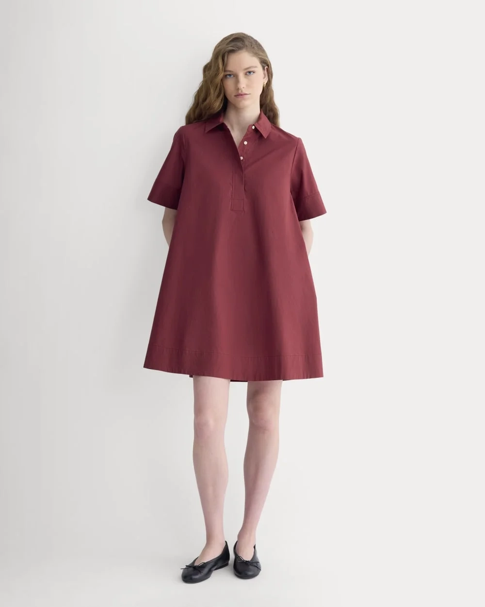 Popover Mini Shirtrdress in Ultrasoft Cotton | Pomegranate (4)