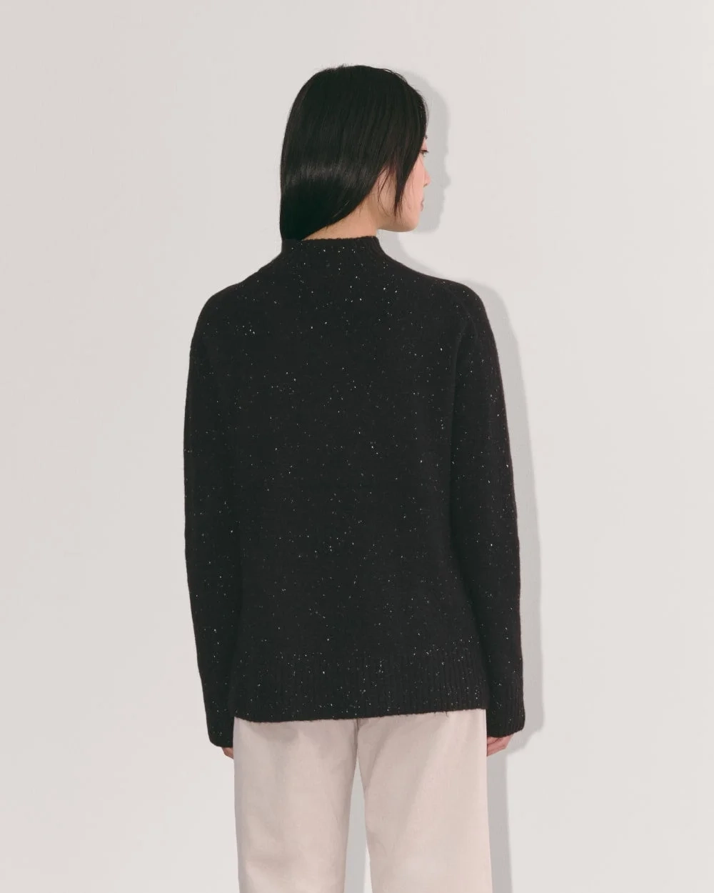 The Mockneck Sweater in Plush Cotton | Black Confetti (5)