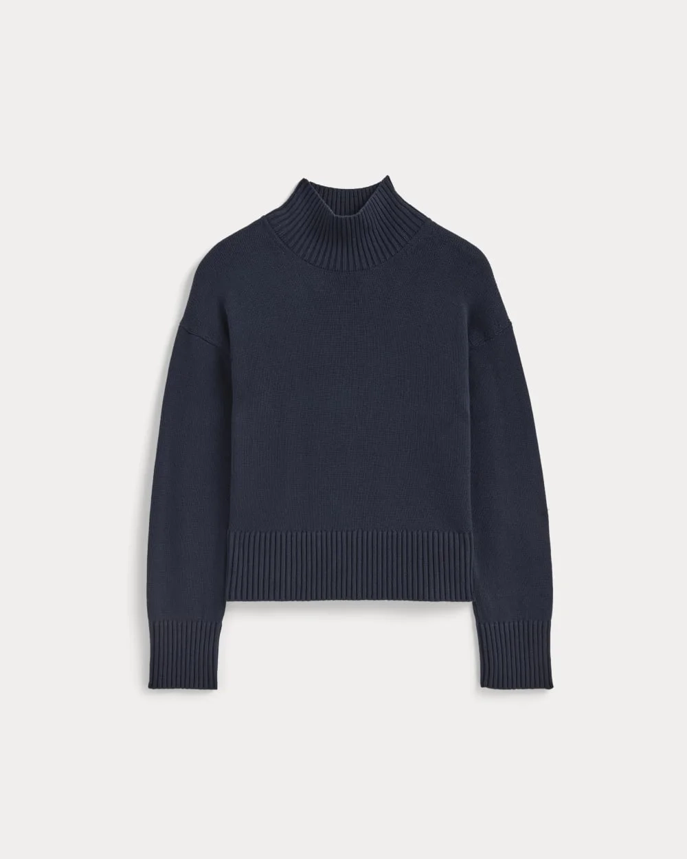 The Boxy Turtleneck in Everyday Cotton | Navy (3)