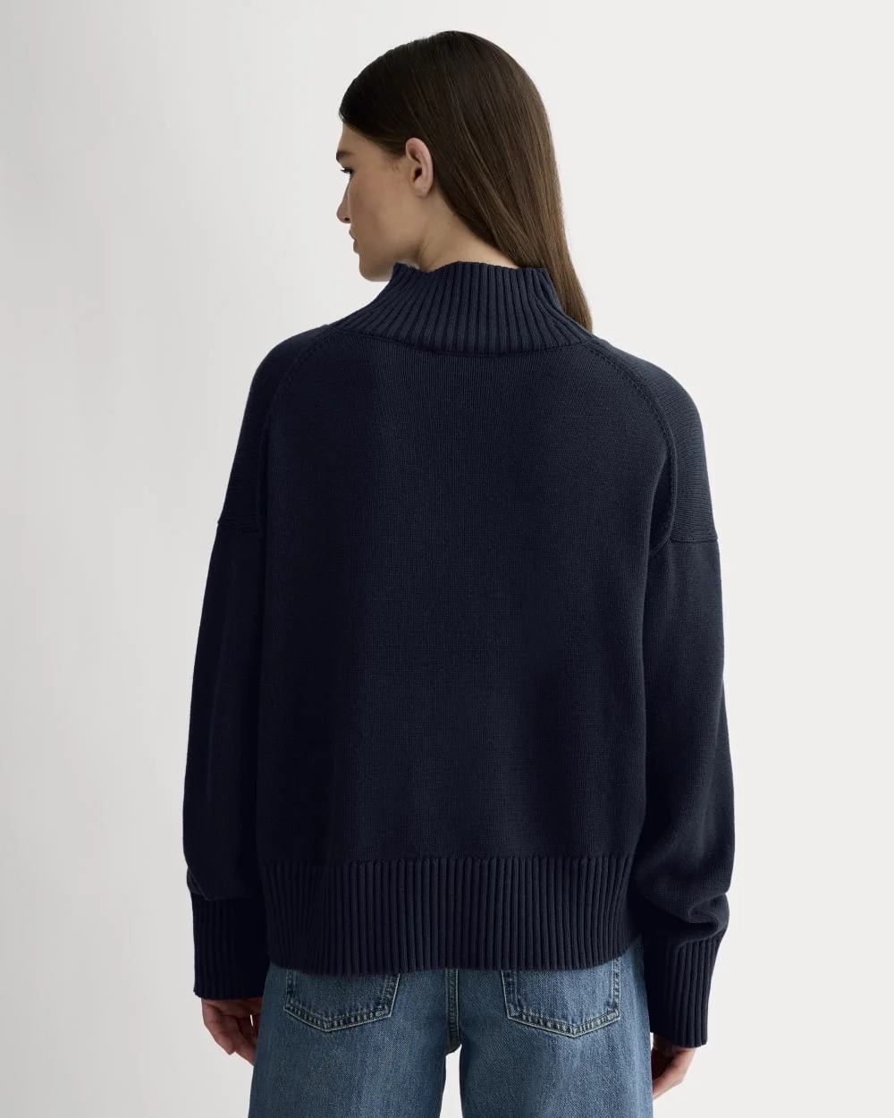 The Boxy Turtleneck in Everyday Cotton | Navy (4)