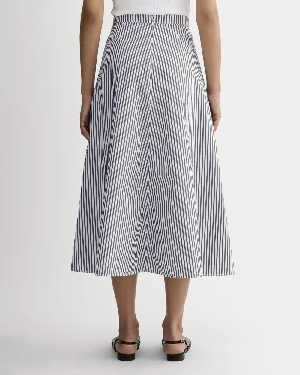 The Midi Skirt in Ultrasoft Cotton | Optic White / Black (5)