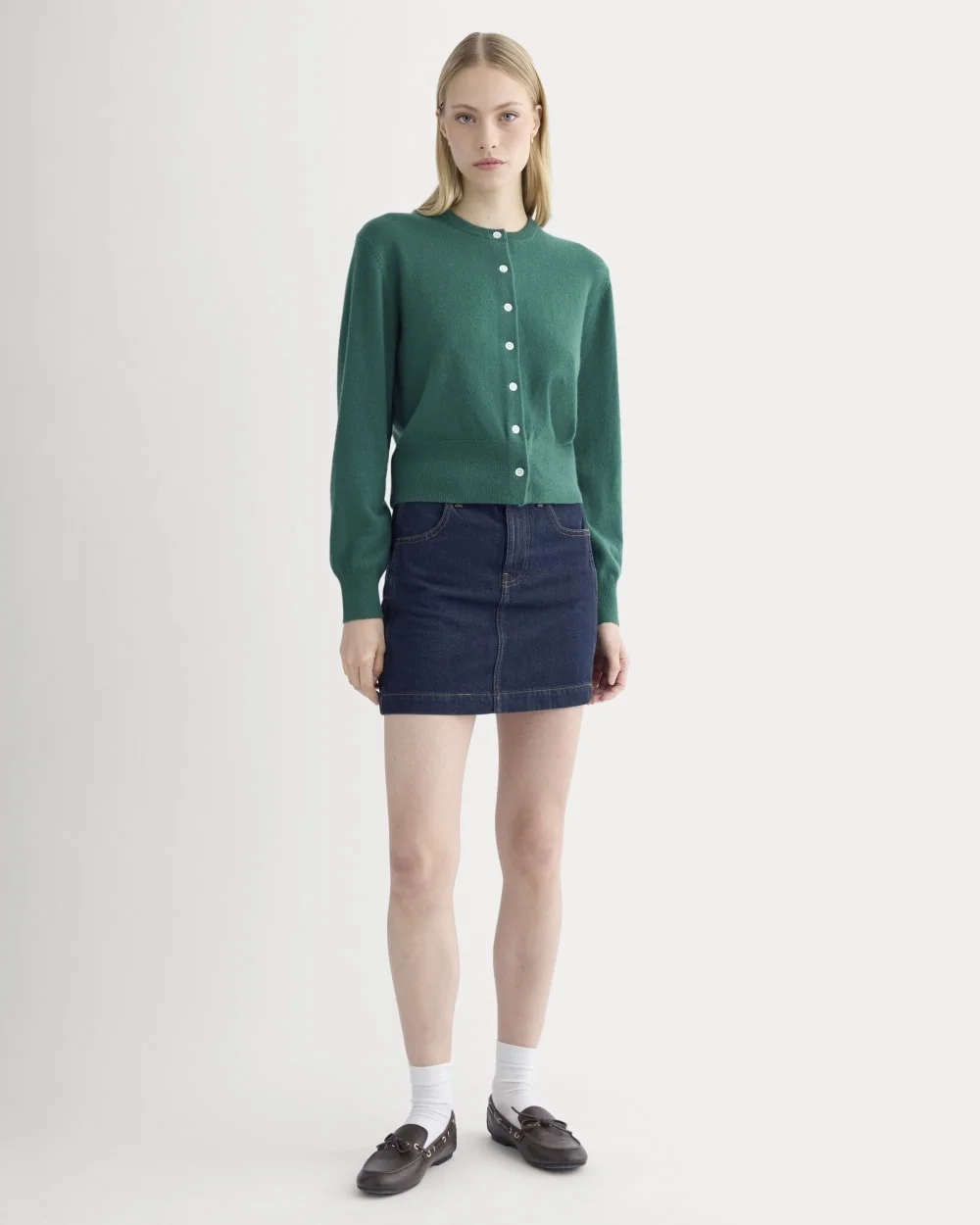 Cashmere Cropped Cardigan | Hunter Green (4)