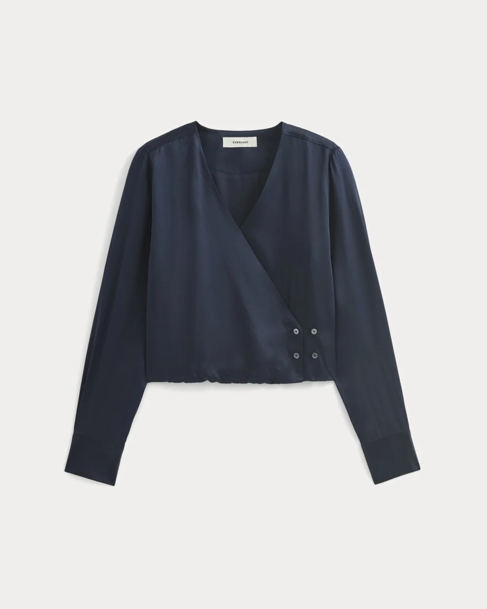 Wrap Top in Silk Charmeuse | Navy (4)