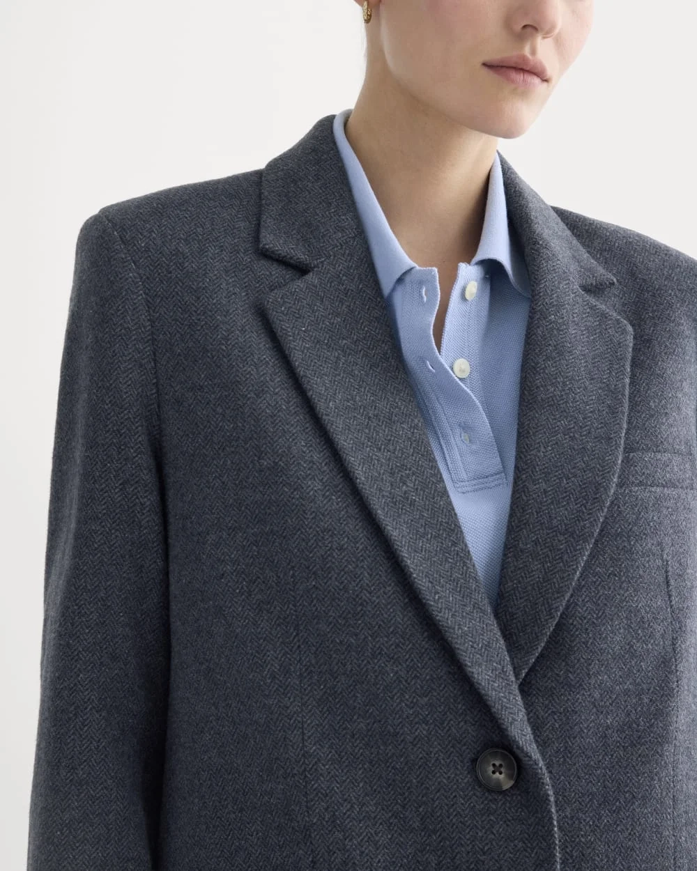 The Oversized Blazer in Wool | Navy Herringbone (5)