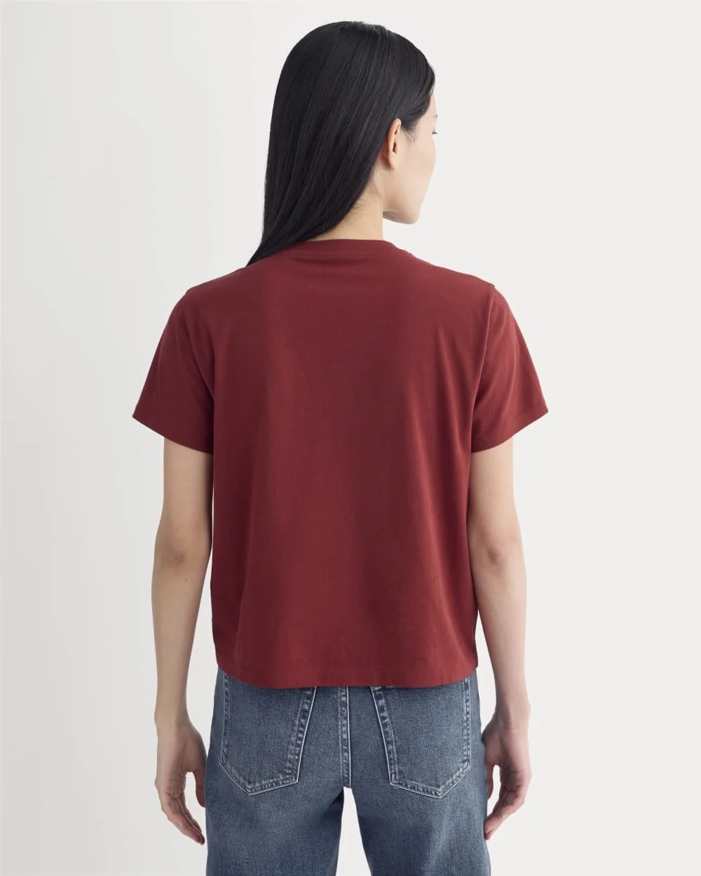 The Box-Cut Tee in Essential Cotton | Merlot | No Pocket (2)