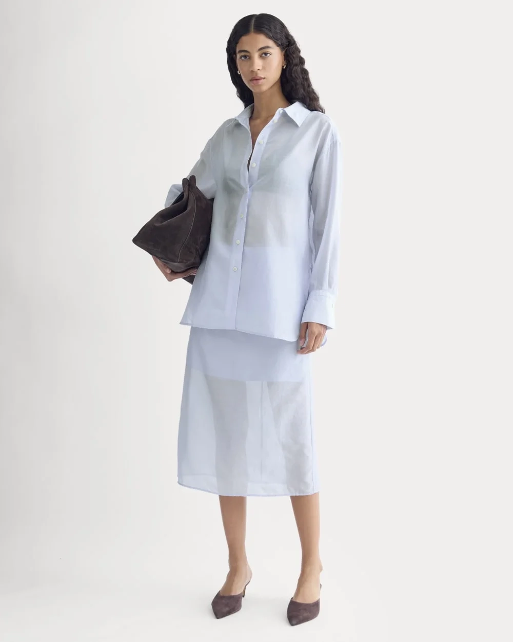 Oversized Shirt in Cotton-Silk Organza | Kentucky Blue (4)