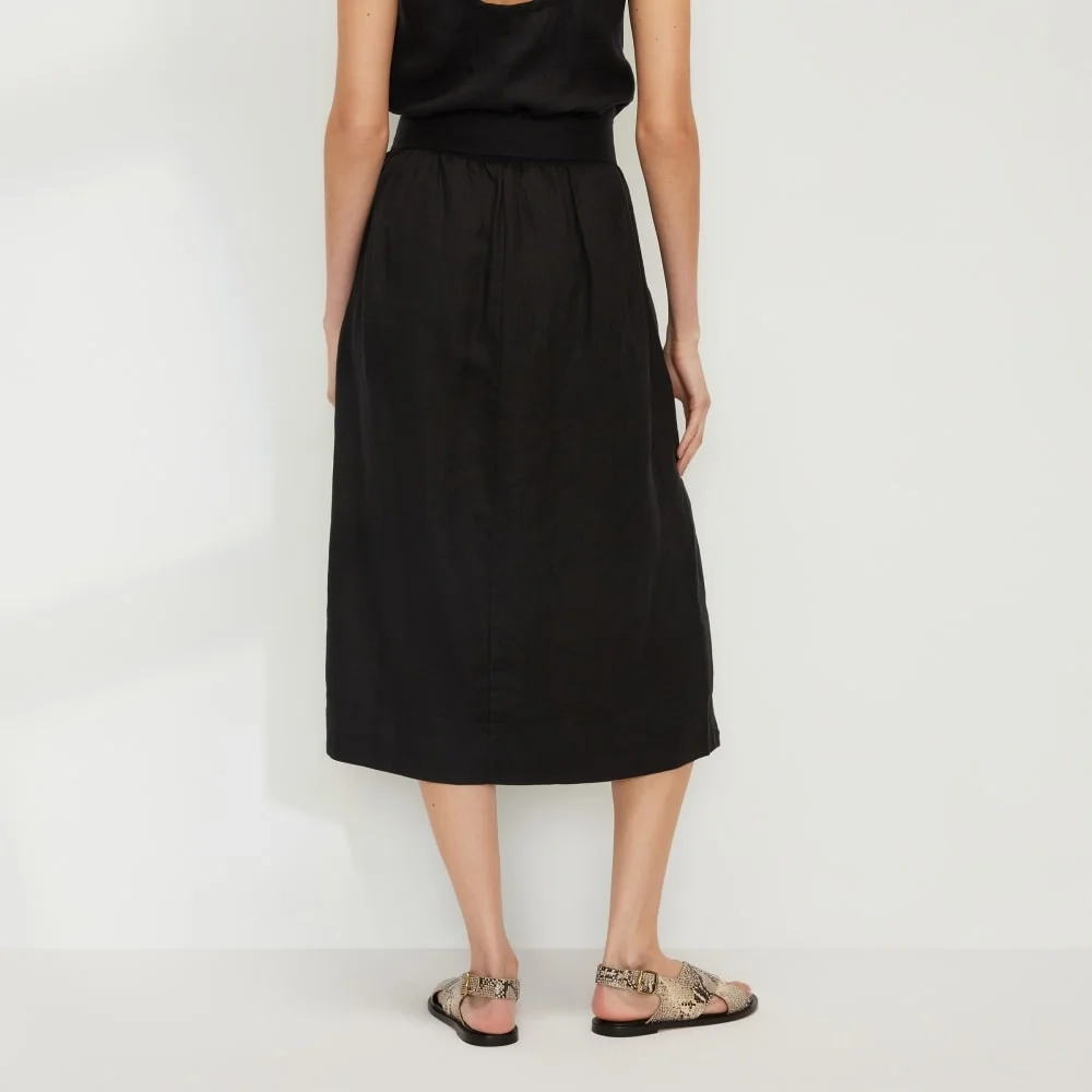 The Linen Wrap Skirt | Black (4)