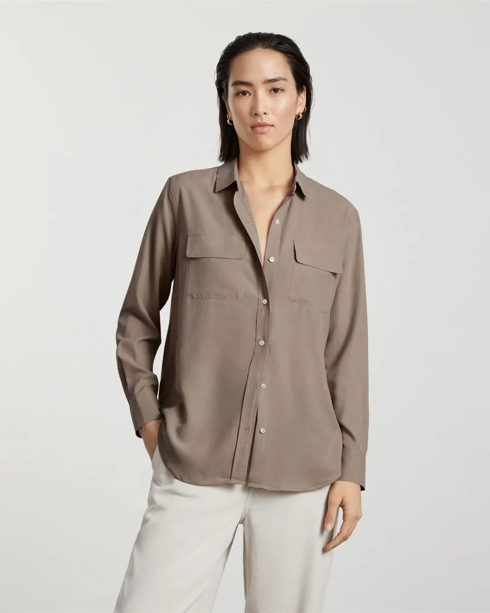 The Washable Silk Relaxed Shirt  | Burnt Sugar (6)