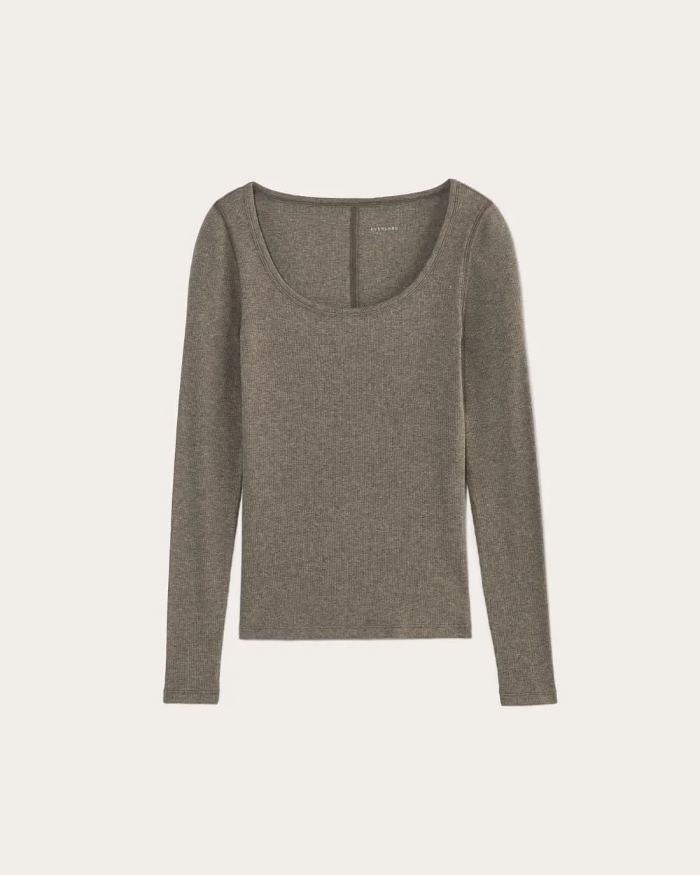 The Luxe Rib Long-Sleeve Scoop-Neck Tee | Heathered Fatigue (5)