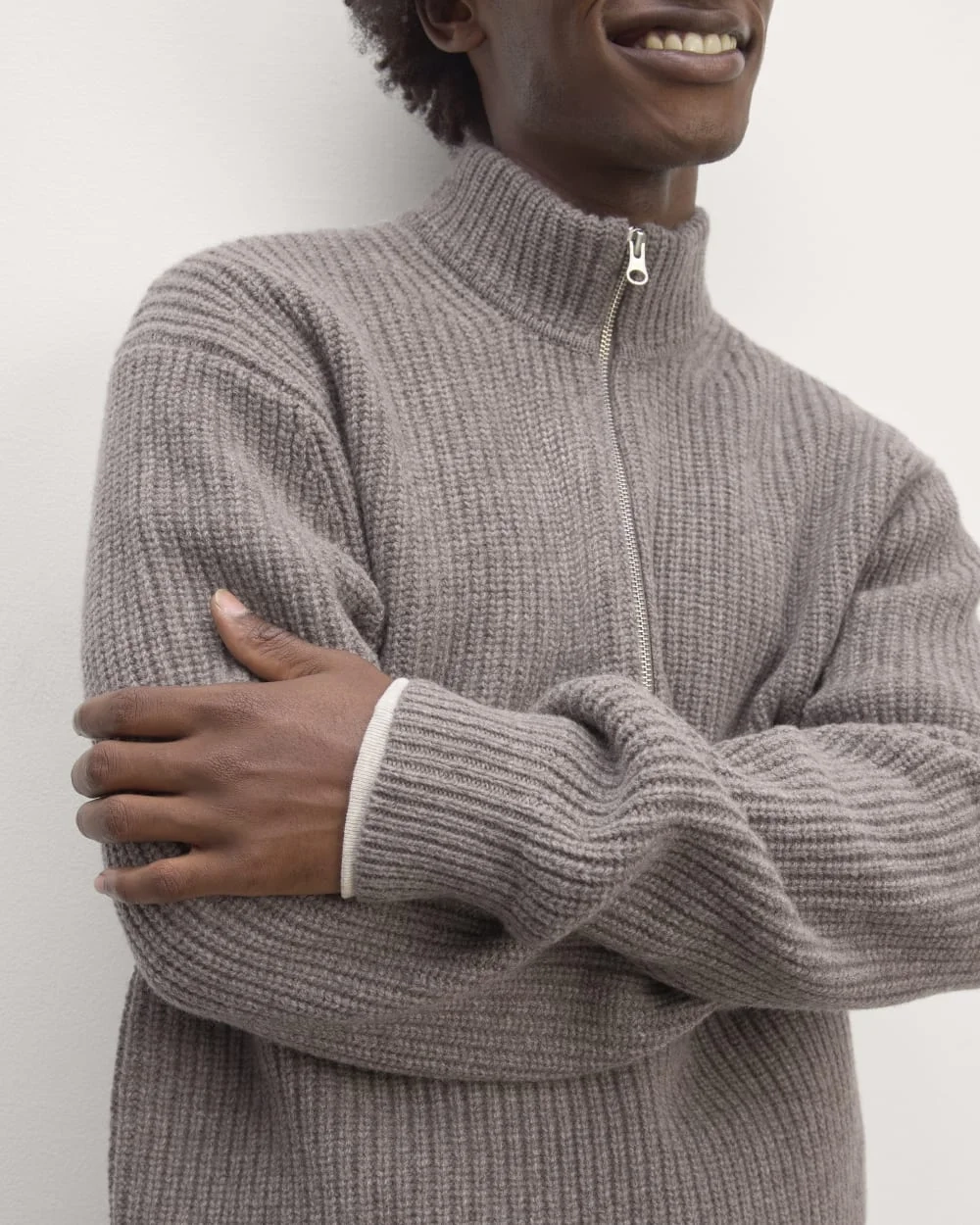 The Felted Merino Half-Zip Sweater | Taupe Melange (3)