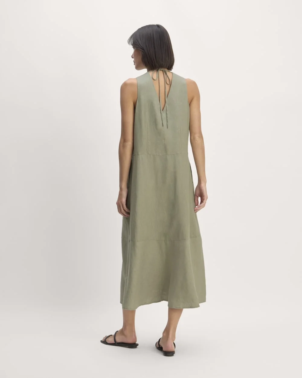 The Linen V-Neck Maxi Dress | Sage Green (4)