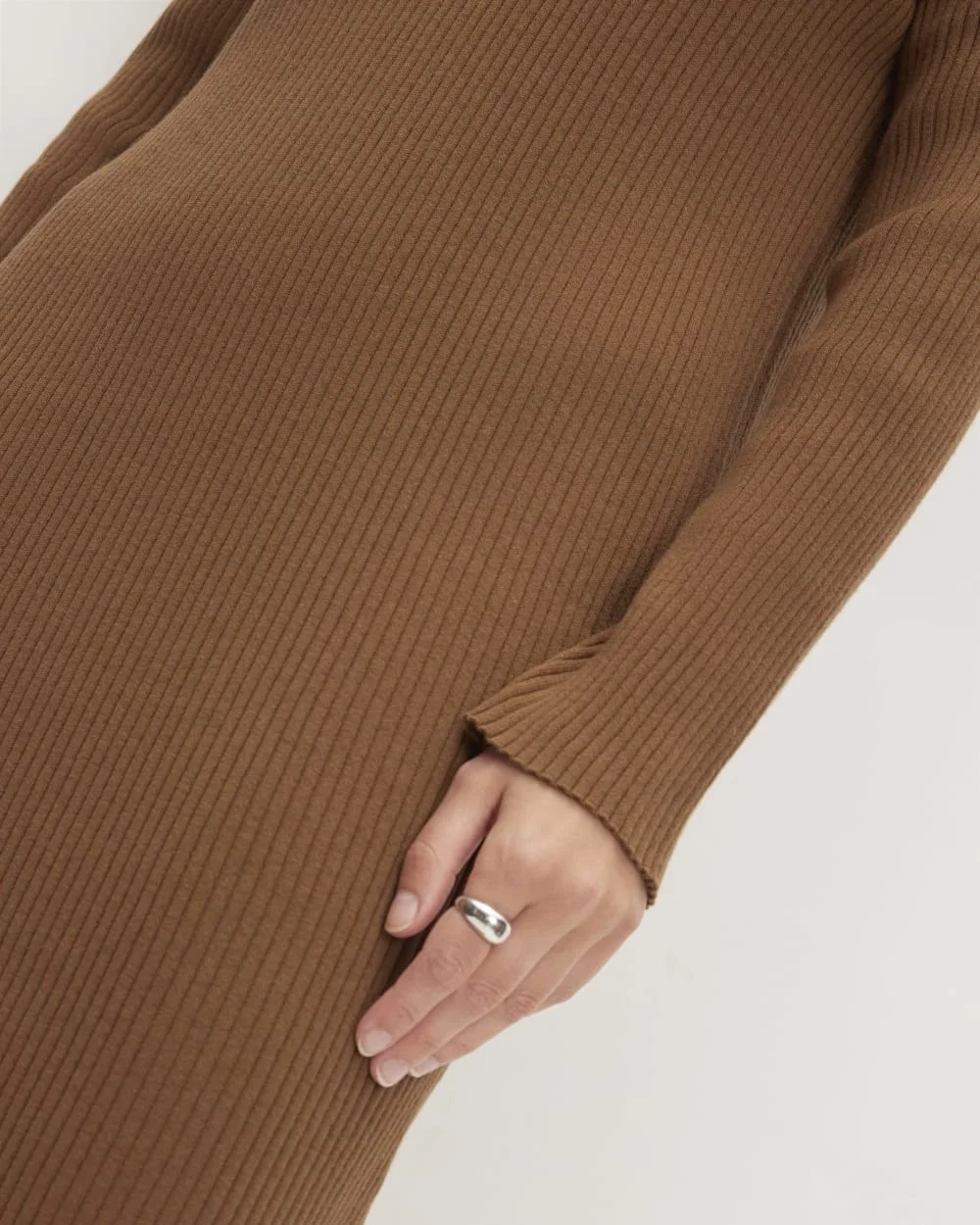 The Cotton-Merino Turtleneck Dress | Rich Camel (5)