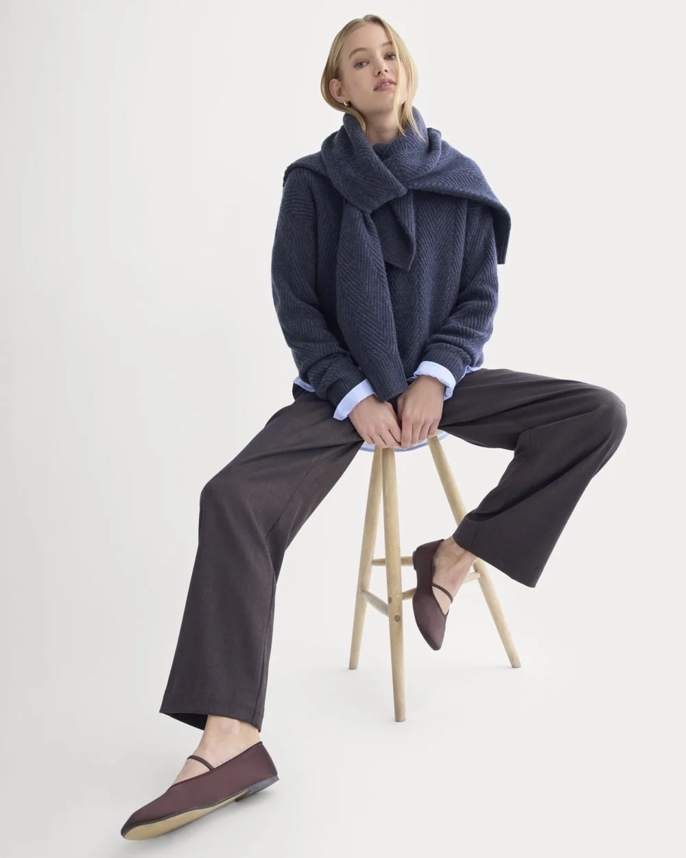 Cashmere Herringbone Sweater | Indigo (7)