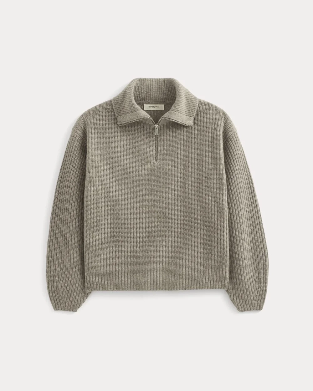 The Half-Zip Sweater in Luxe Merino | Heather Soft Taupe (4)