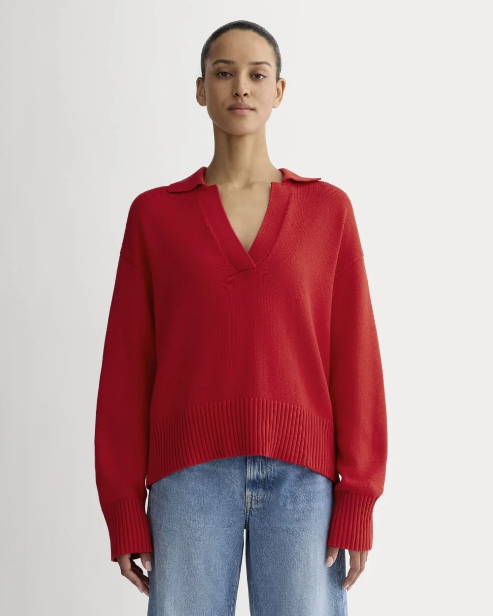 The Boxy Polo in Everyday Cotton | Classic Red