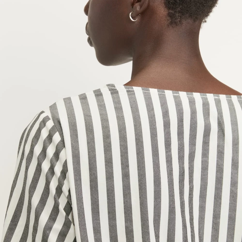The Poplin Tiered Dress | Bone / Black (4)