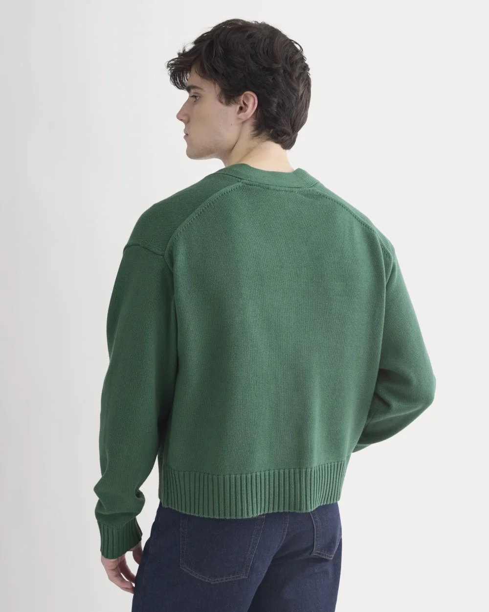 Cropped Cardigan in Everyday Cotton | Hunter Green (4)