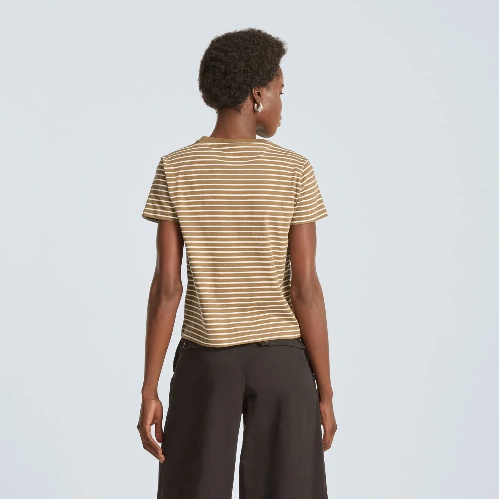 The Box-Cut Tee in Essential Cotton | Olive / Tan | No Pocket (5)