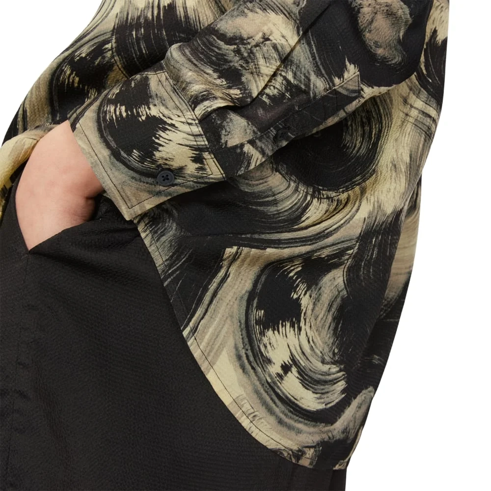 The Satin Relaxed Shirt | Pale Yellow / Black (4)