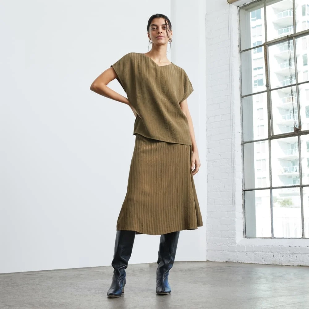 The City Stripe Midi Skirt | Beech (5)