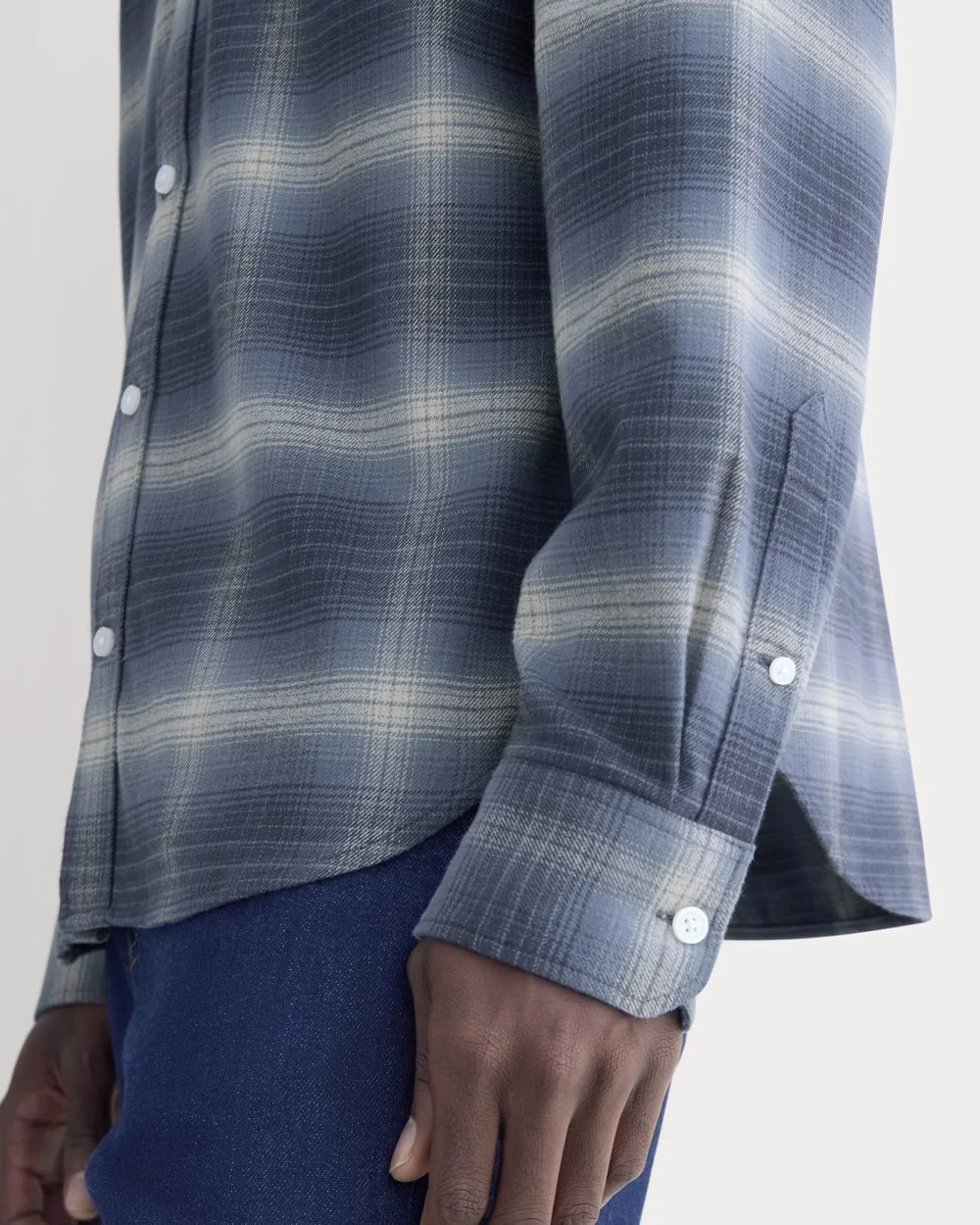 Brushed Flannel Shirt | Blue Ombre Plaid (5)