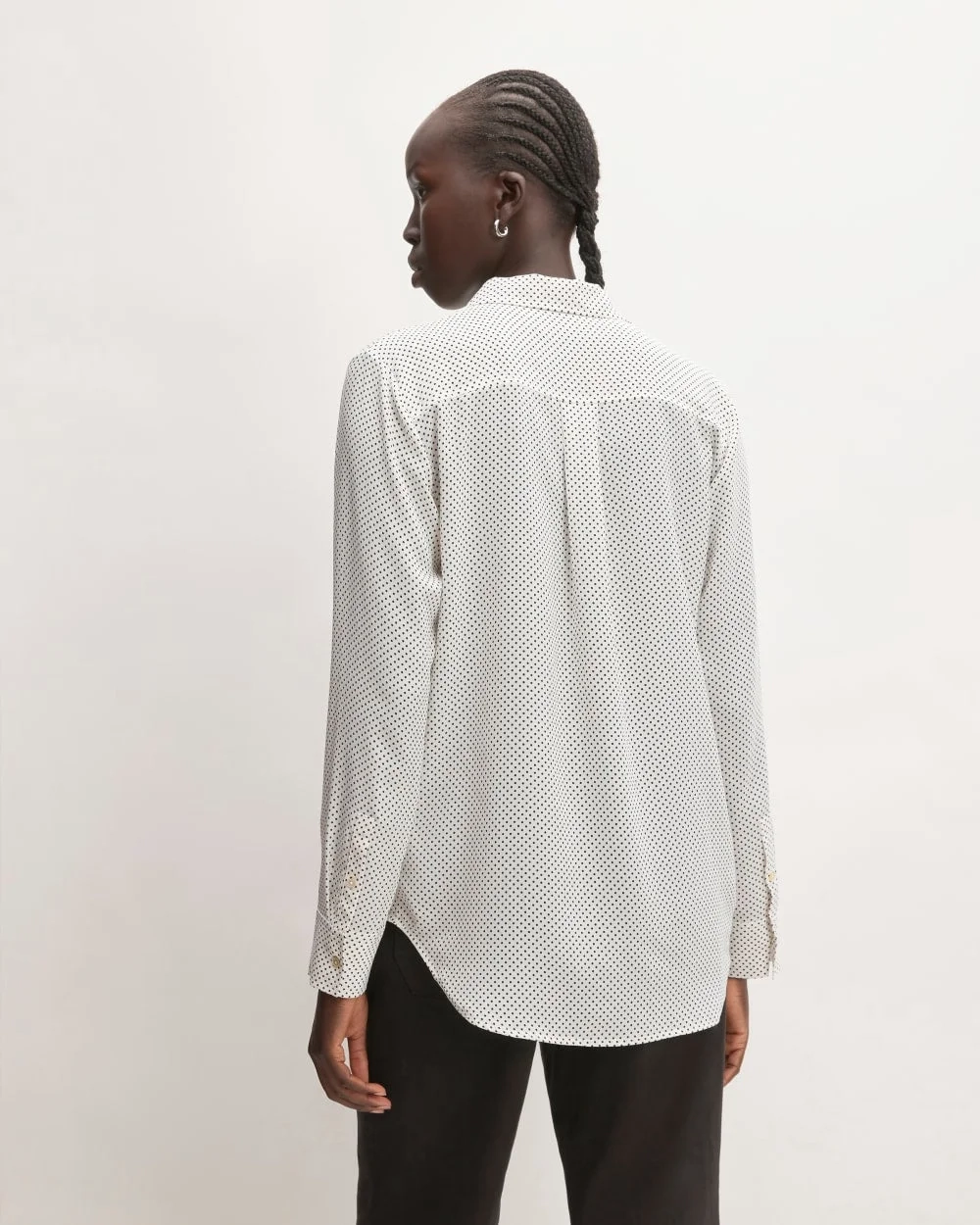 The Must-Have Shirt in Washable Silk | Bone / Black Polka Dot (3)