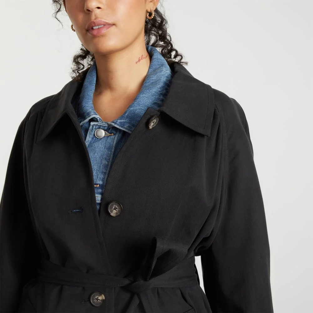 The Gathered Drape Trench | Black (6)