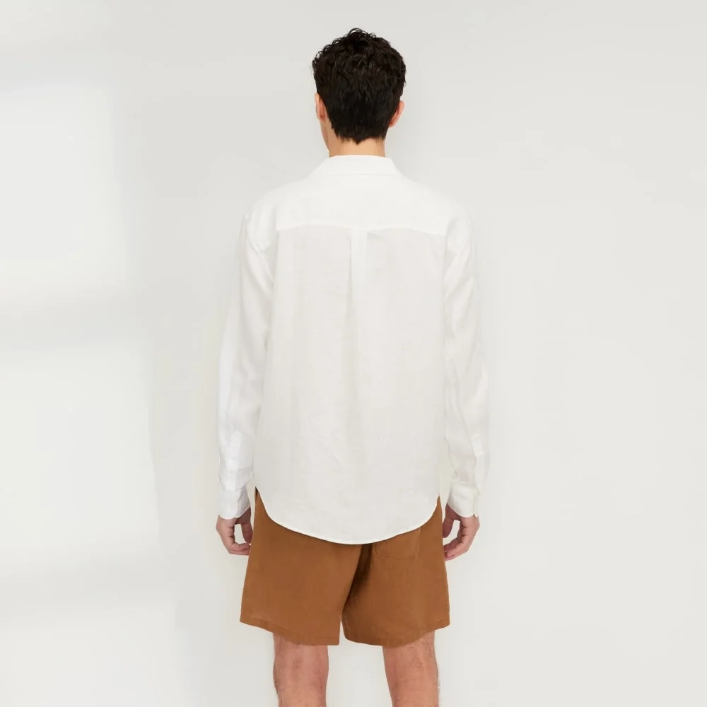 The Relaxed Linen Long-Sleeve Shirt | White (4)