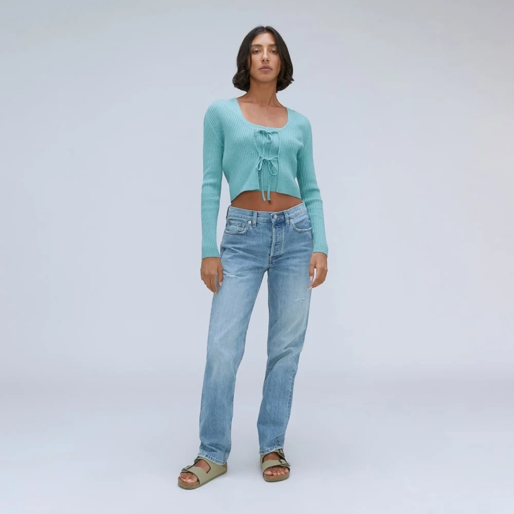 The Cotton-Merino Front-Tie Top | Deep Turquoise (6)