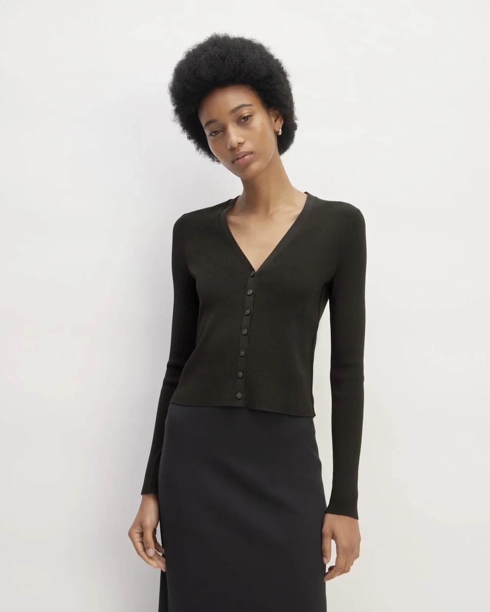 The Viscose Knit Cardigan | Black