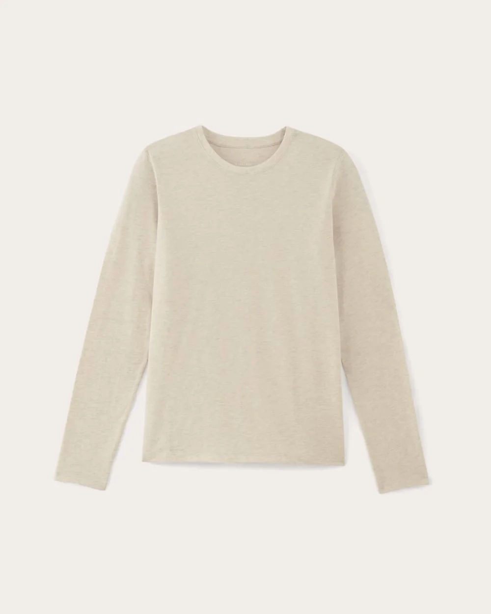 The Slim Long-Sleeve Crew in Essential Cotton | Heathered Oat (4)