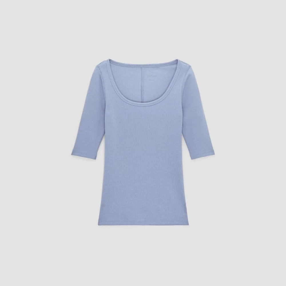 The Luxe Micro-Rib Scoop-Neck Tee | Cornflower Blue (4)
