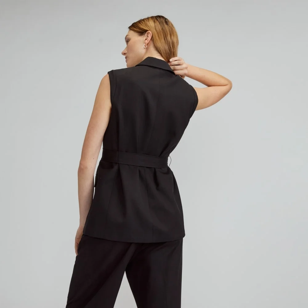 The Sleeveless Blazer in Buttersmooth | Black (6)