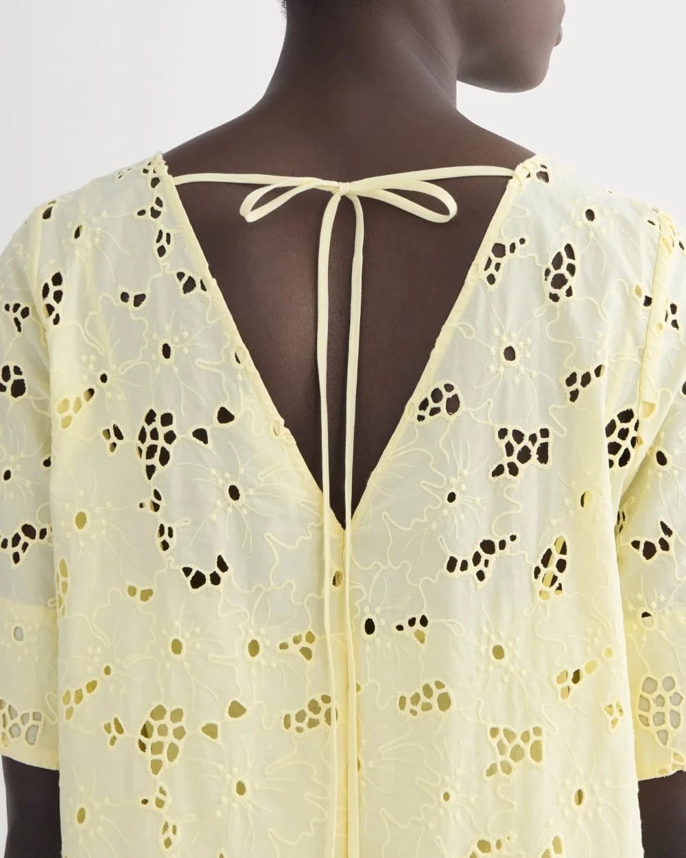 The Eyelet Mini Shift Dress | Light Yellow (4)