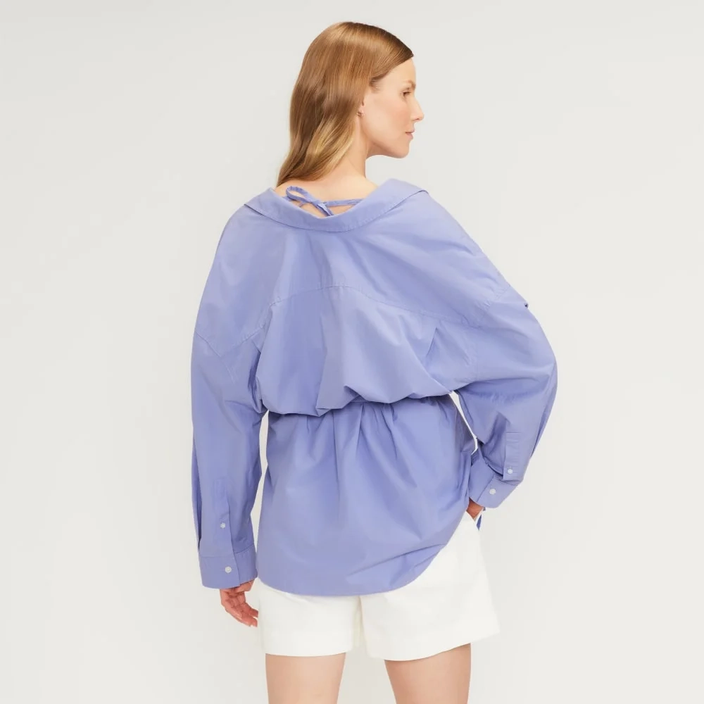 The Poplin Tie Back Shirt | Cornflower Blue (4)