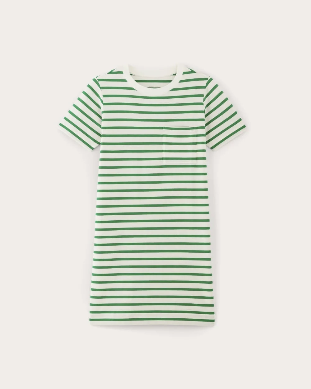 The Organic Cotton Weekend Tee Dress | Bone / Grass Green (3)