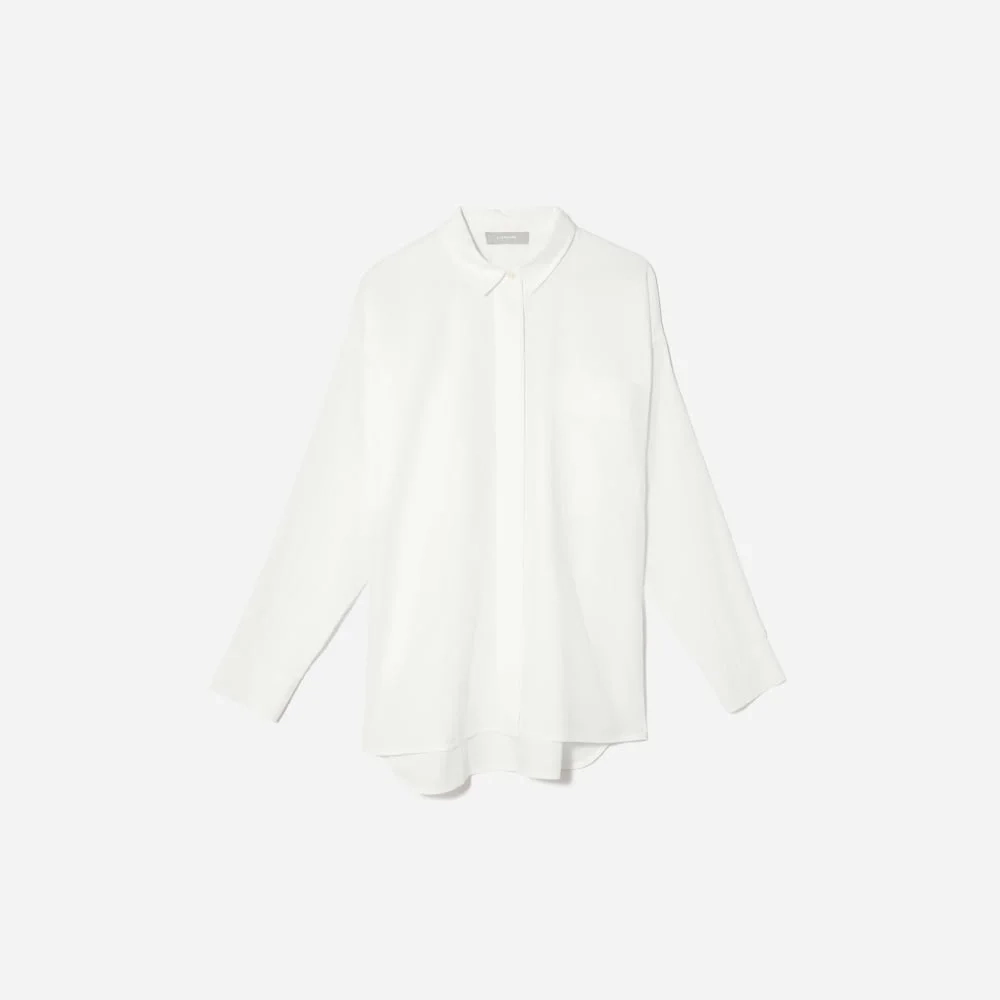 The Oversized Silky Cotton Shirt | White