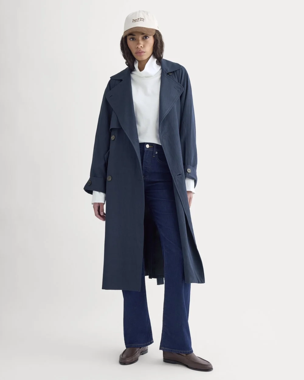 Drapey Twill Trench | Navy (4)