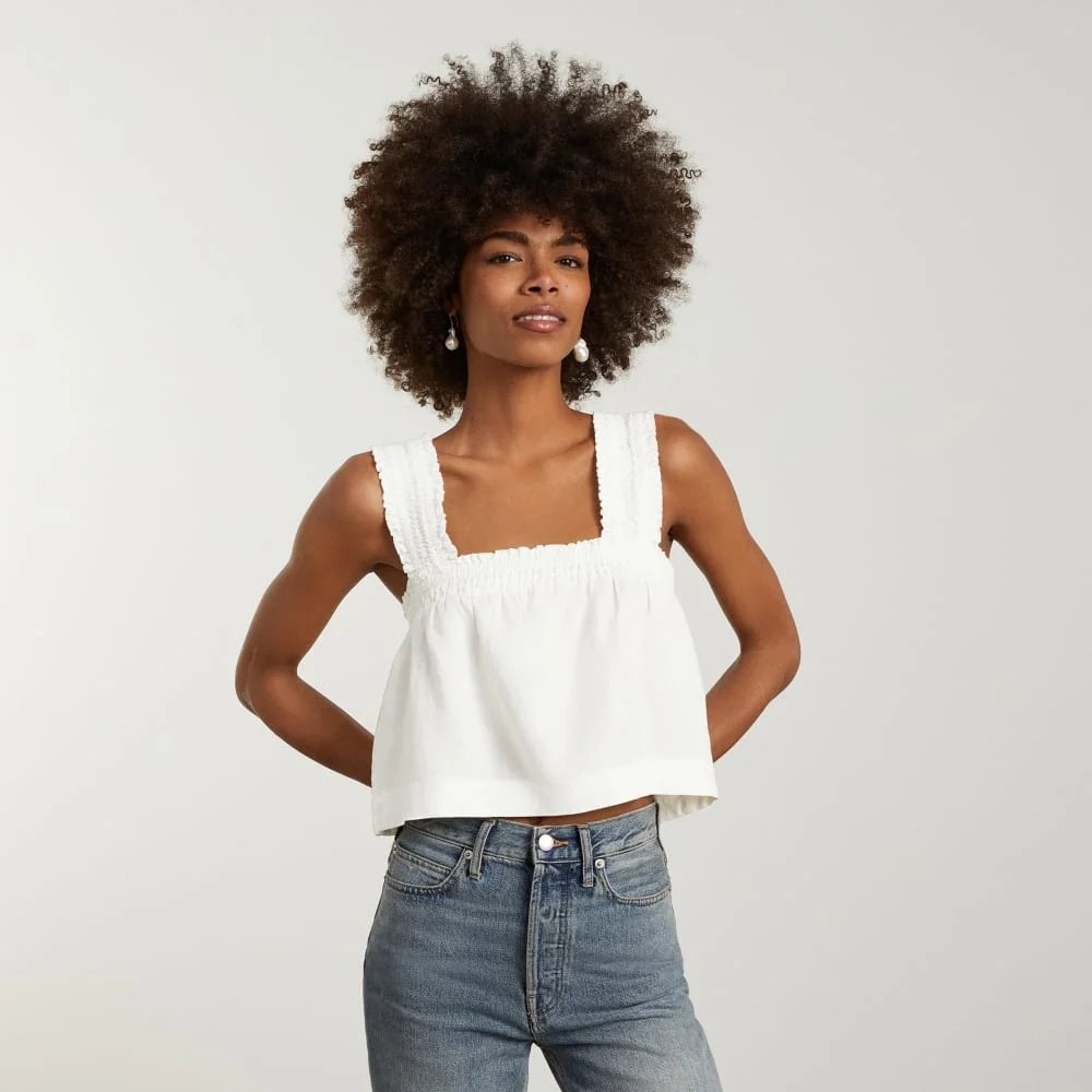 The Smocked Linen Cami | White (5)