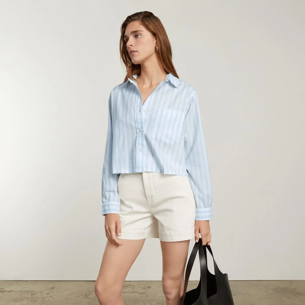 The Way-Short Shirt in Silky Cotton |  Mariner Blue / White (6)